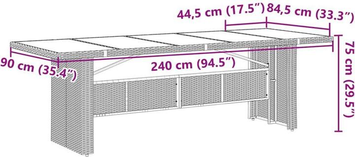 Produktbild vidaXL Garten Essgruppe (240 x 90 x 75 cm)