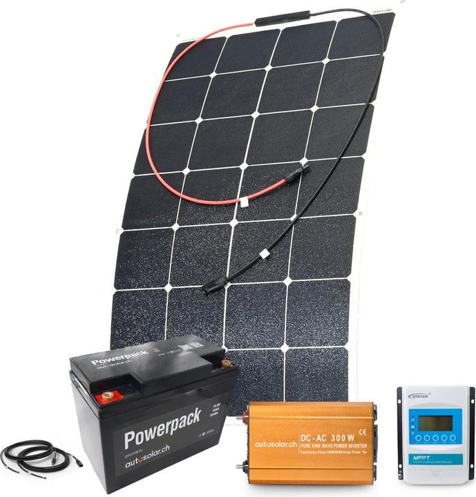 Actual product image Autosolar Solar starter pack 105W solar system flexible panel with 55Ah lithium battery (100 W)