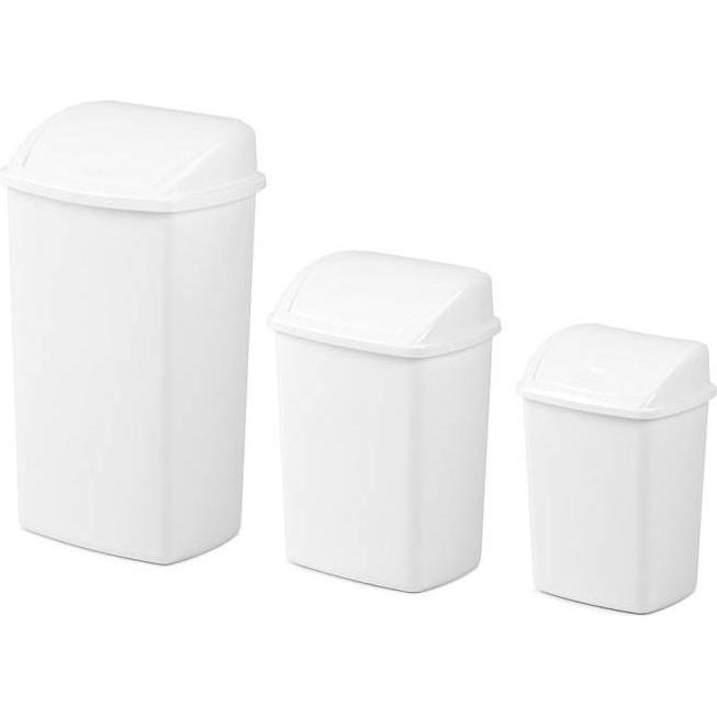 Thumbnail - 2x Vepa Bins Abfallbehälter mit Schwingdeckel, aus Kunststoff, Inhalt 50 l, grau/schwarz, Abfalleimer, Weiss