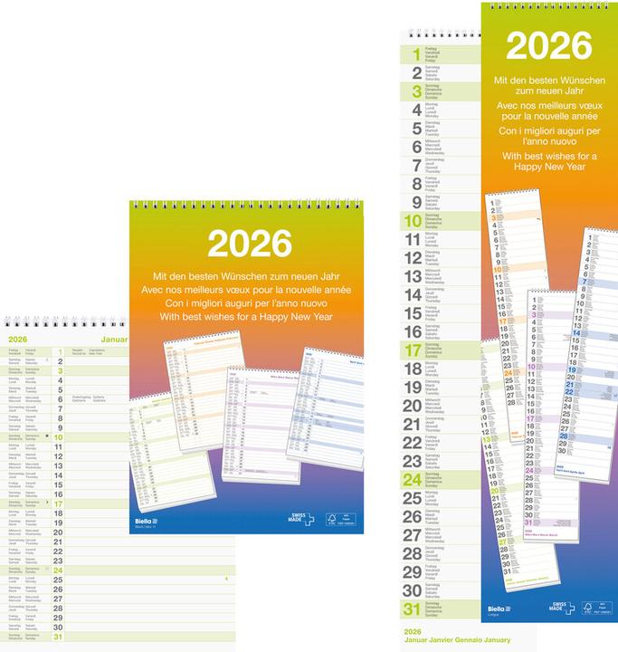Valeurs nutritives et ingrédients Biella Wandkalender (12 x 54,5 cm, Non contraignant, Allemand, Français, Italien, Anglais)