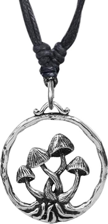 Produktbild Star Piercing Halskette schwarz Anhänger silber Pilze (Messing)