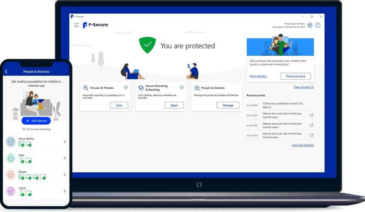 Immagine prodotto F-Secure Internet Security per tutti i dispositivi (ex SAFE) 1 anno/1 dispositivo Download (1 Utente, 1 Dispositivi/Utenti, 12 mesi)