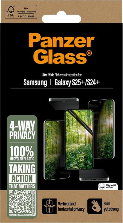 Actual product image PanzerGlass ® ECO MATRIX 4-way privacy screen protector Ultra-wide Fit (1 Piece, Samsung Galaxy S25+, Samsung Galaxy S24+)
