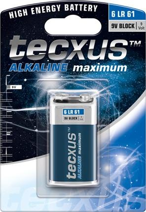 Tecxus 9 Volt Block - Battery 9V - Alkaline (1 pcs., 9V Block, 550 mAh)