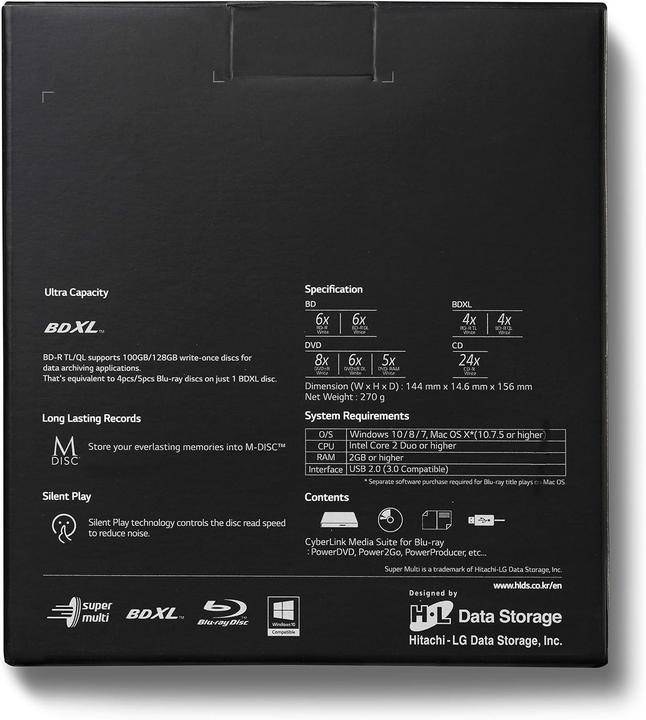 Image du produit Hitachi-LG Data Storage BP55EB40 (Lecteur Blu-ray, Graveur Blu-ray, Graveur de CD, Graveur de DVD, Lecteur DVD, Lecteur de CD)