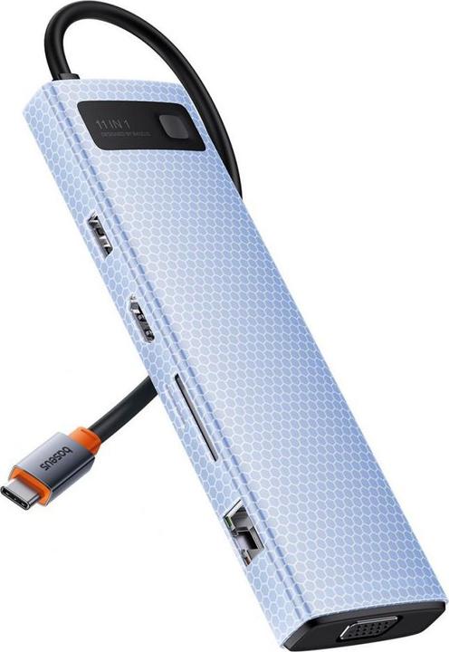 Produktbild Baseus Hub 11in1 StarJoy Metal Glam Series, USB-C to HDMI +VGA + 3 x USB 3.0 + USB 2.0+USB-C PD + RJ (USB-C, 11 Ports)