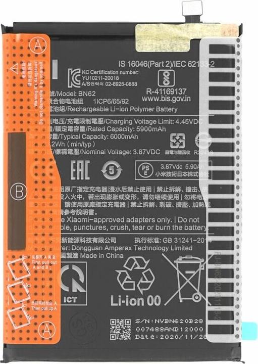 Xiaomi Battery BN62/BM62 6000 mAh Redmi 9T/Poco M3 46020000521G