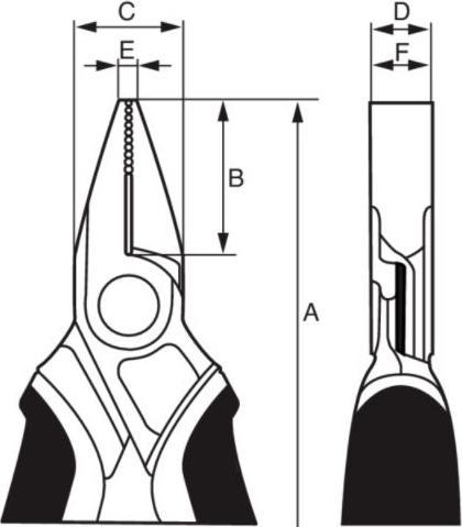 Actual product image Bahco ERGO™ flat nose pliers with opening spring, two-component handles, short jaws, phosphatised(125 mm) (125 mm)