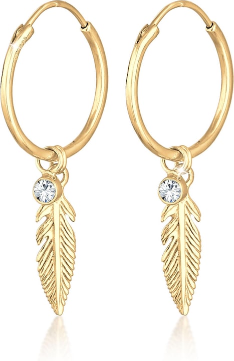 Elli Creole, Feder, Solitär-Ohrring (Glaskristall, 925 Sterling Silber)