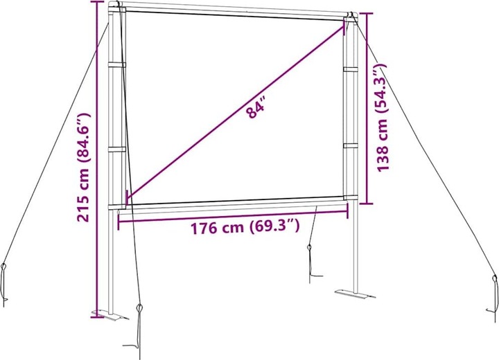 Produktbild VidaXL Beamer Leinwand mit Ständer 84 Zoll 4:3 Projektionswand Leinwand (84", 4:3)
