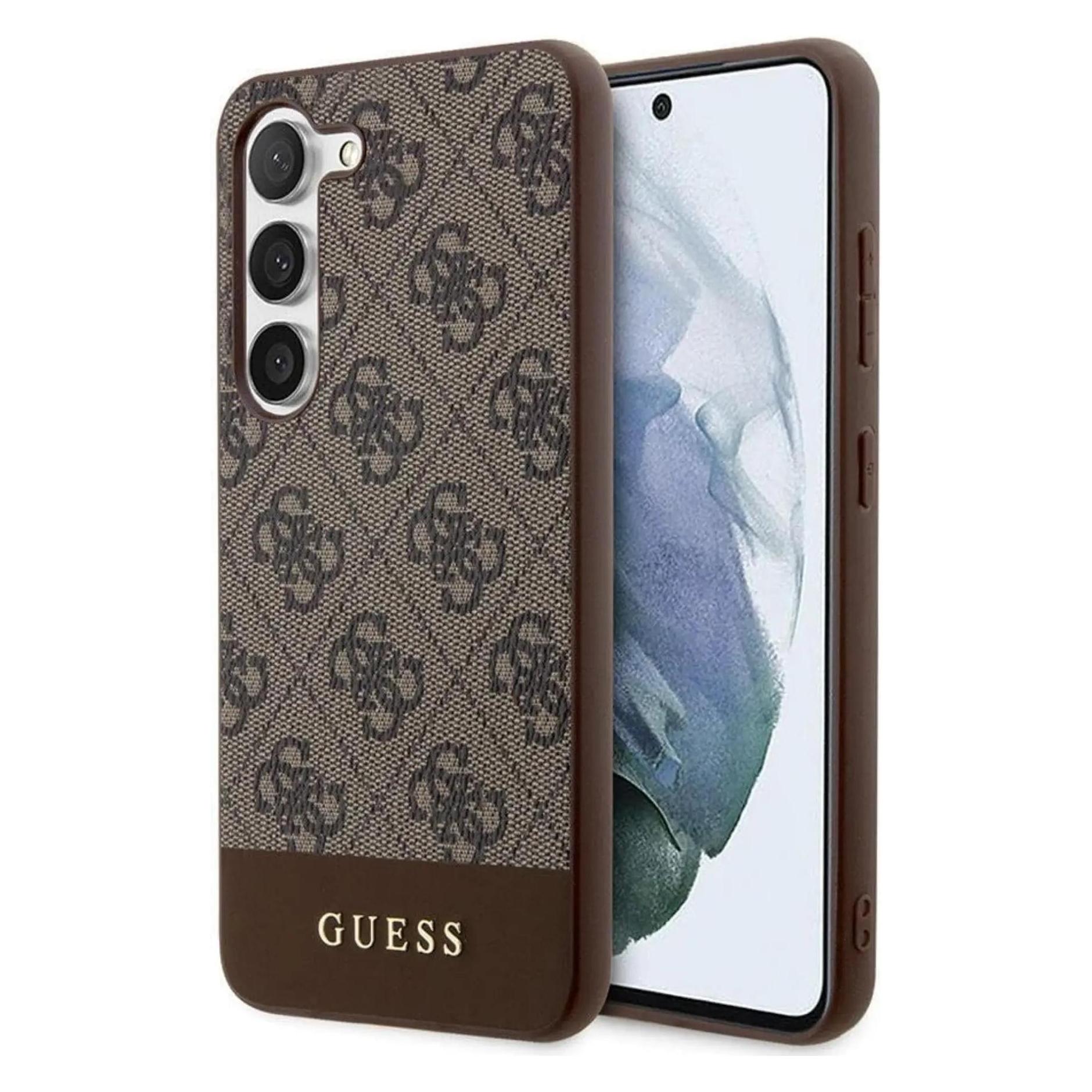 Guess Pu 4G Stripe Case- Brown (Samsung Galaxy S24), Smartphone Hülle, Braun