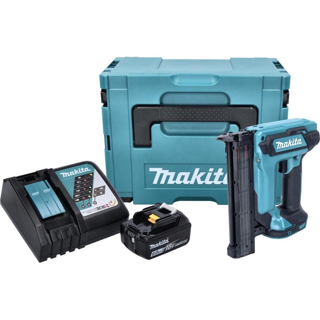 Thumbnail - Makita, Tacker + Nagelpistole, DFN 350 RG1J Akku Stauchkopfnagler 18 V 15 - 35 mm + 1x Akku 6,0 Ah + Ladegerät + Makpac