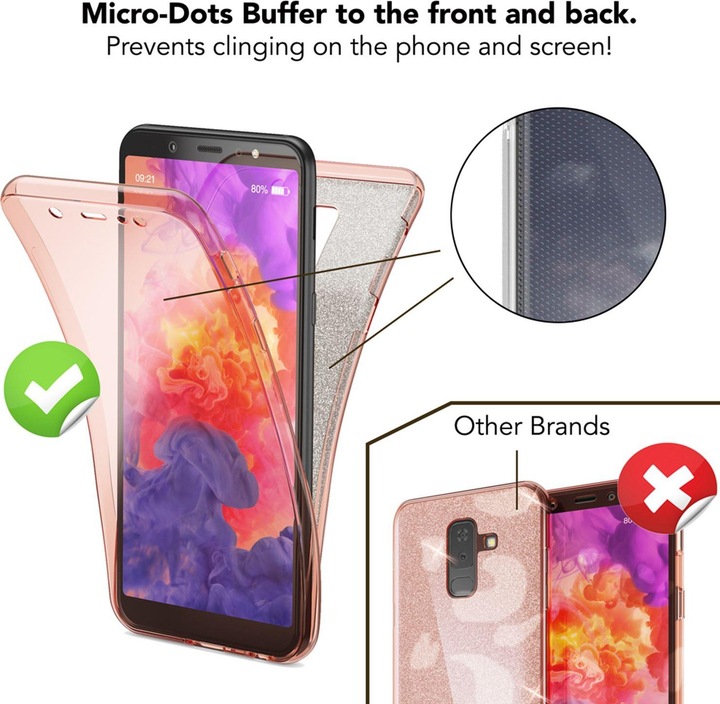 Actual product image Nalia Glitter cell phone case 360 degrees (Samsung Galaxy A6+)