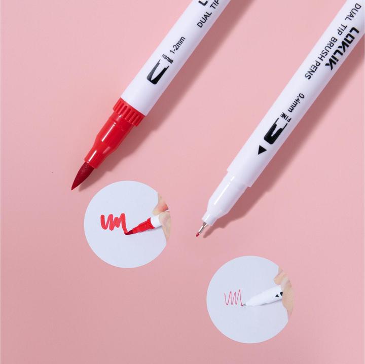 Actual product image Loklik Dual Tip Brush Pens - 12 colours