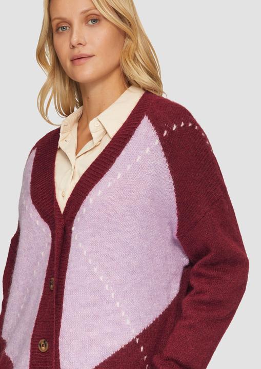 Produktbild S.Oliver Strickjacke Oversized Wollmix-Strickjacke mit Argyle-Muster (36)
