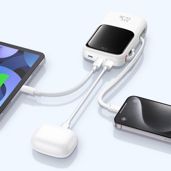 Produktbild Baseus Qpow Pro+ Power Bank 22.5W 10000mAh USB-C - White (10000 mAh, 22.50 W, 37 Wh)