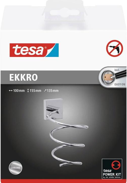 Actual product image tesa EKKRO hairdryer holder incl. adhesive solution without drilling