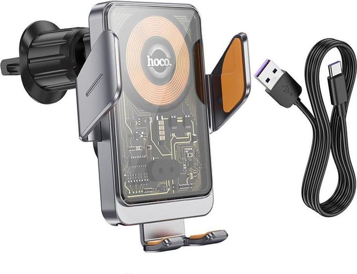 Actual product image Hoco 2 in 1 QI Wireless Fast Charge car cradle charging station