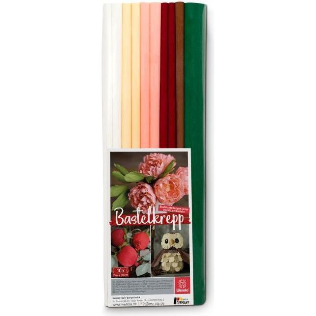 Werola, Bastelpapier, Krepppapier Herbst farbsortiert 31 g/qm 10 Rollen (31 g/m², 10 x)