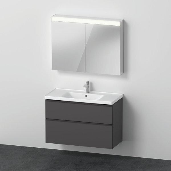 Actual product image Duravit D-Neo furniture set, furniture washbasin with wall-mounted vanity unit and LED mirror cabinet, 1000x