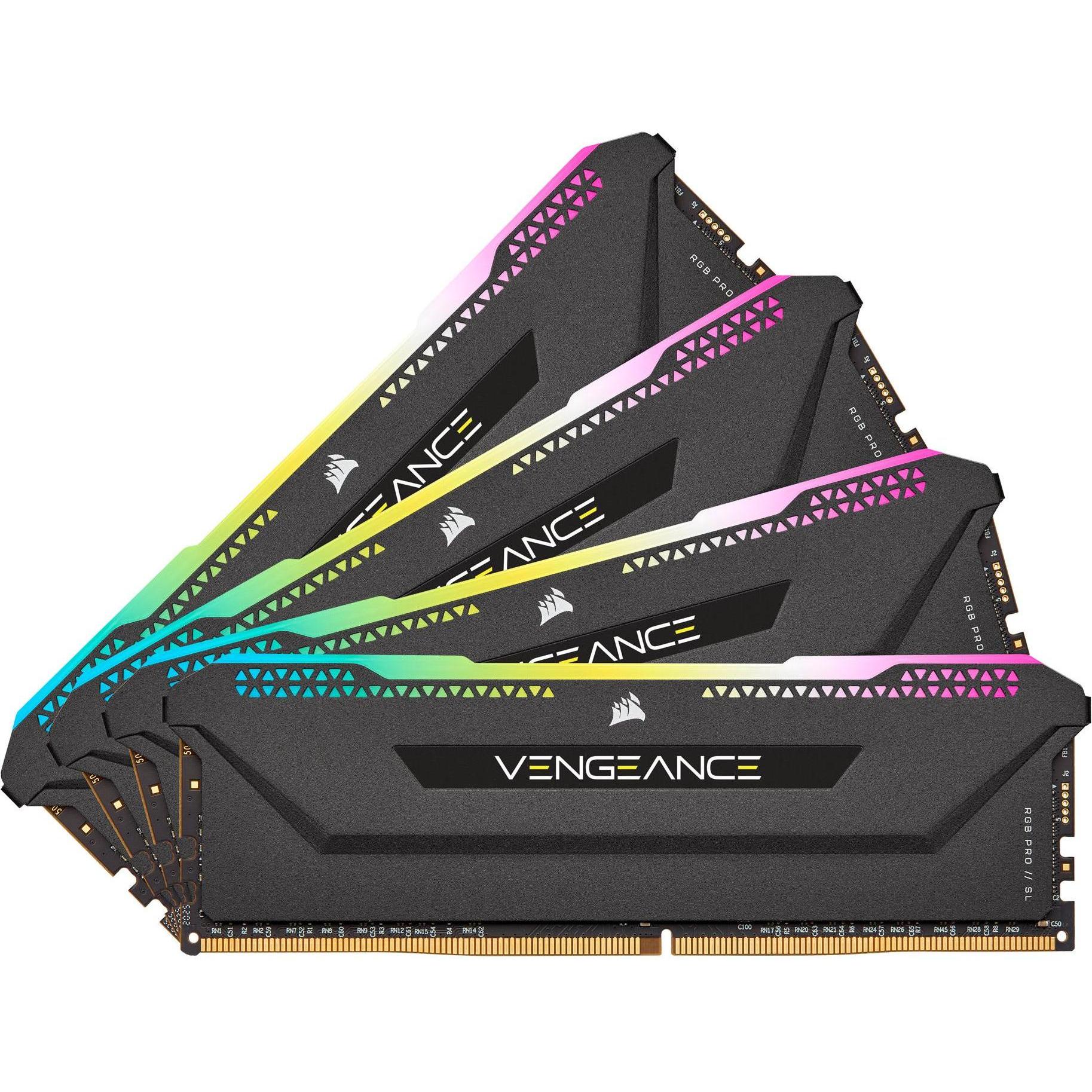 Corsair Vengeance RGB Pro SL (4 x 8GB, 3200 MHz, DDR4-RAM, DIMM), RAM, Schwarz