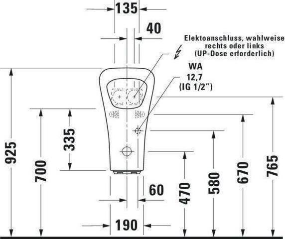 Actual product image Duravit Electric urinal DURASTYLE 300x340mm Bat Zul v hint o fly white