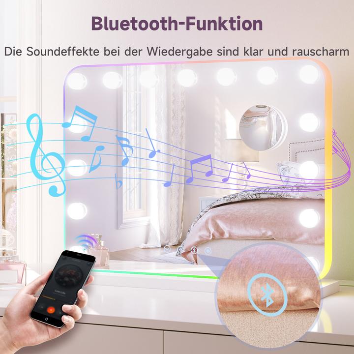 Actual product image SONNI 58x45cm wei? Schminkspiegel mit 3 Farbe Licht und bluetooth 10x Vergr??erung Wandspiegl