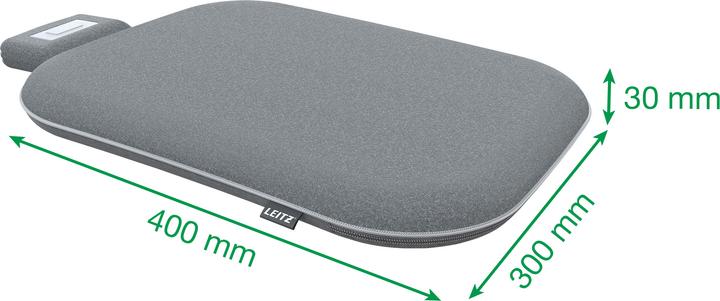 Produktbild Leitz Verwarmtesitzkissen mit Akku, drahtlos, 15 Stunden Laufzeit, 3 Stufen, automatische Abschaltung (30 x 40 cm)