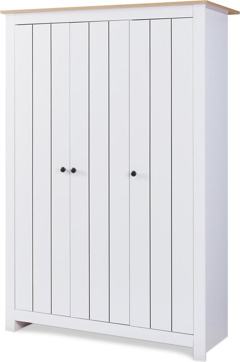 En.Casa Kleiderschrank Vasand 175x120x52 cm Weiss/Eicheoptik (120 x 52 x 175 cm)