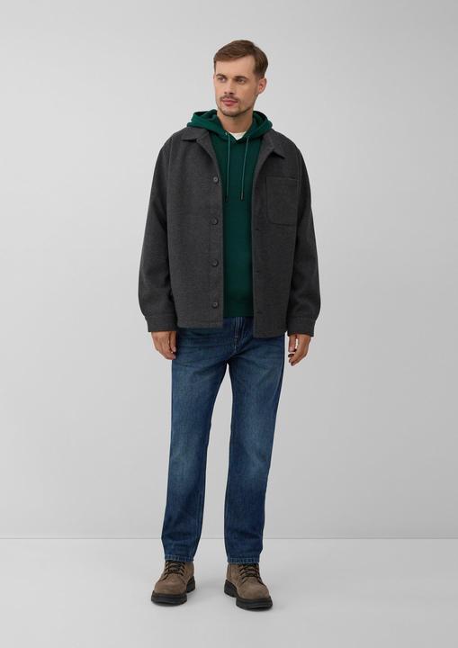 Produktbild s.Oliver Strickpullover Struktur-Hoodie im Materialmix mit Ärmeltasche (S)