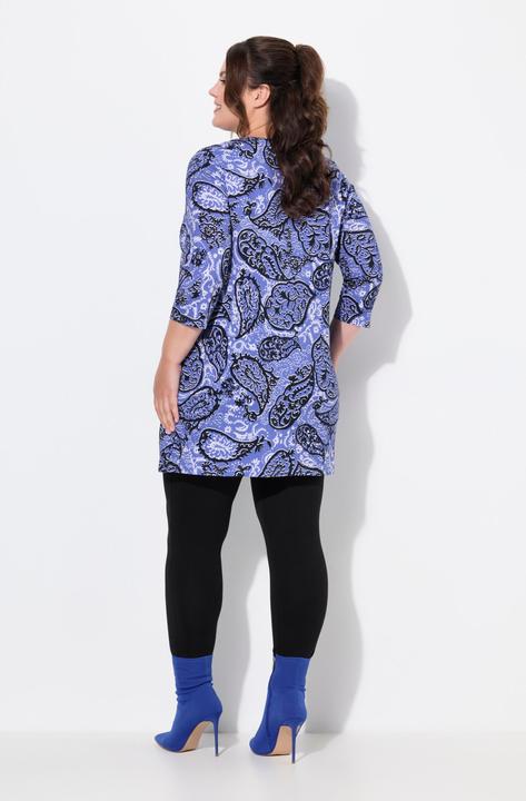 Image du produit Ulla Popken T-shirt long motif cachemire, col en V et manches 3/4, coupe évasée (42, 44)