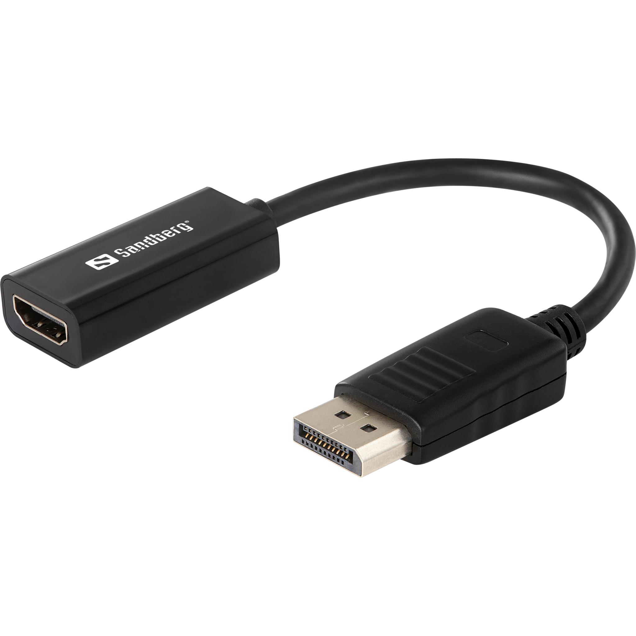 Sandberg DP zu (HDMI, 10 cm), Data + Video Adapter, Schwarz