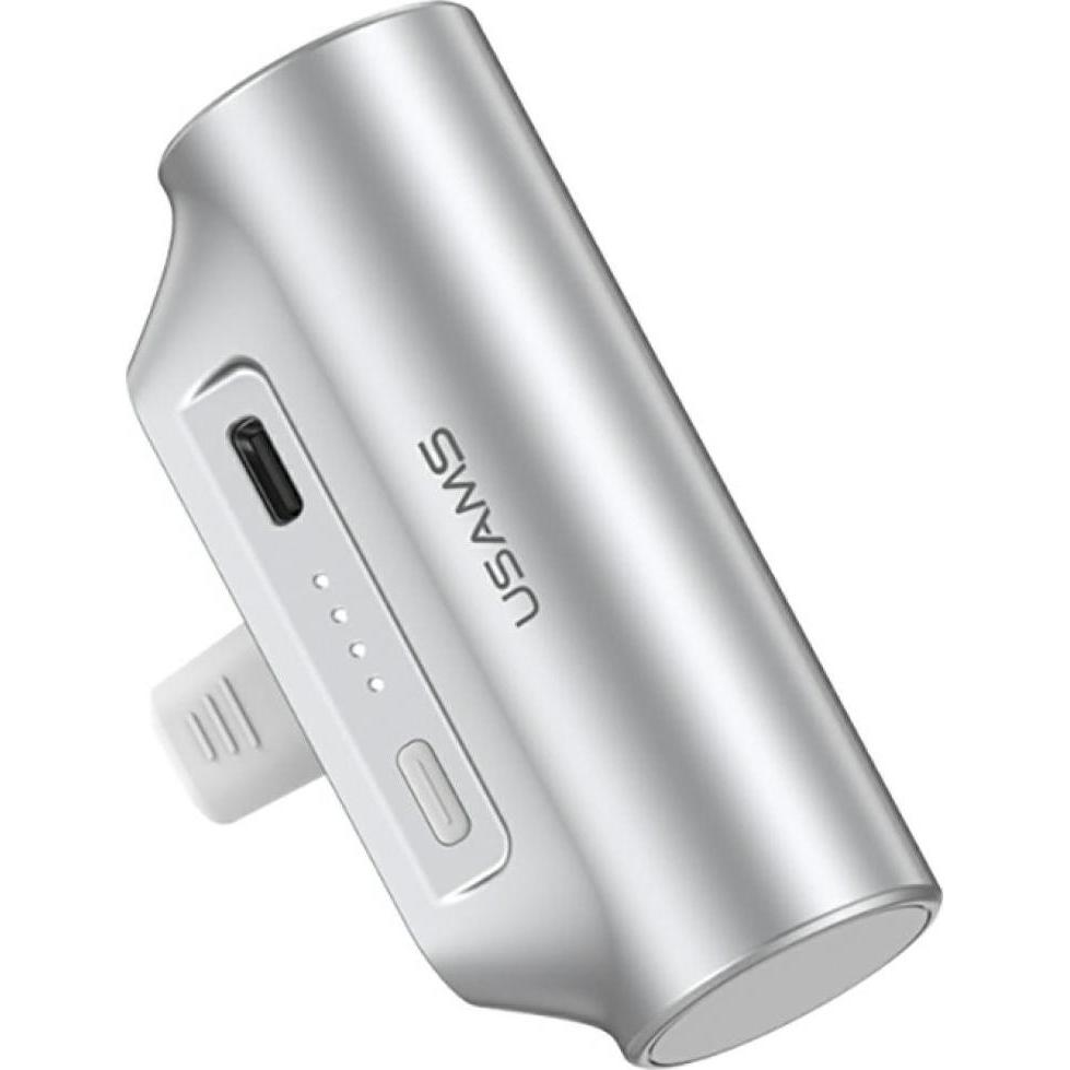 Usams PB79 Mini Tail Plug Portable Power Bank 3000mAh USB-C silver, Powerbank, Argento