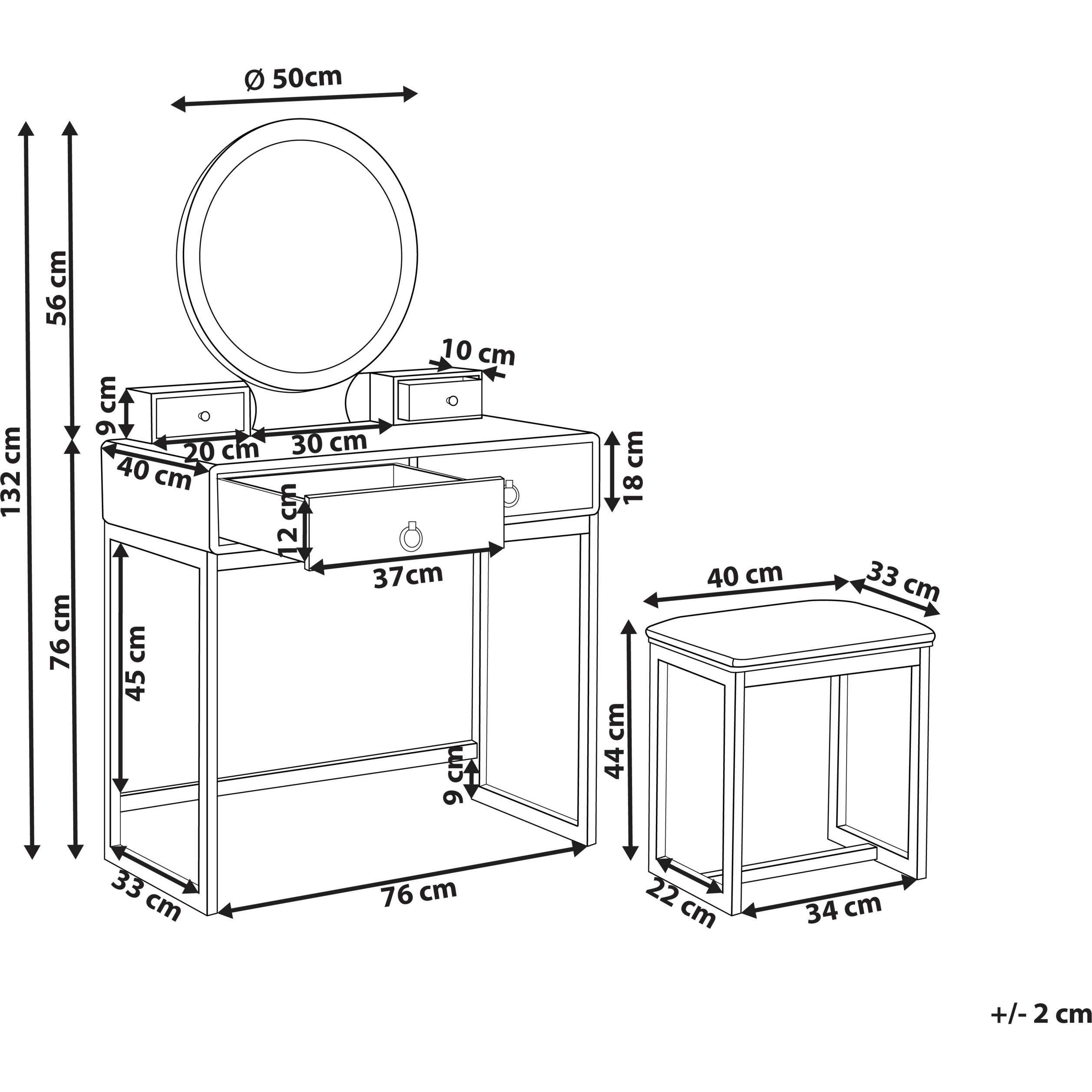 Thumbnail - Beliani, Schminktisch, Auxon (80 x 40 x 132 cm)