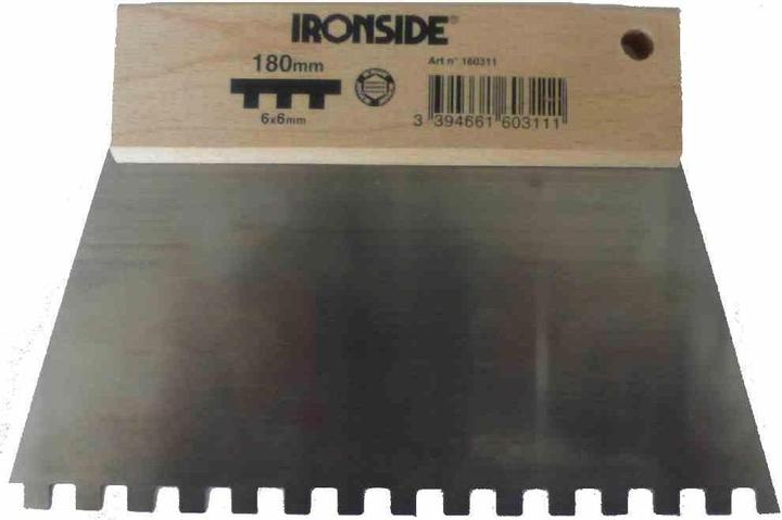 Produktbild Ironside Metallspachtel 6 x 6 mm gezahnt mit Holzgriff, 1 Stück, 160311 (12800 cm)