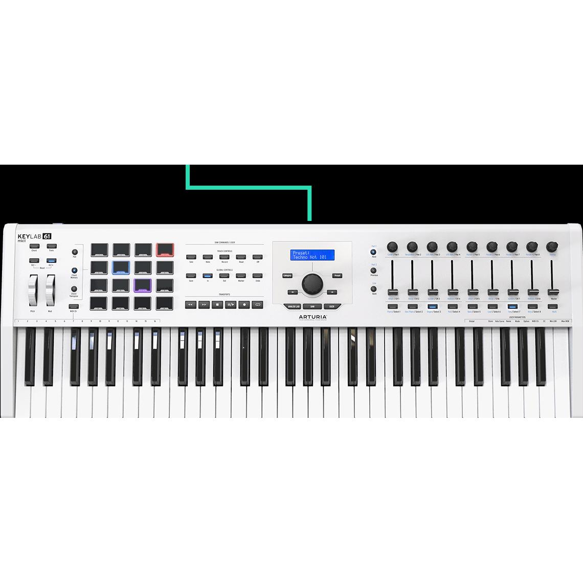 Arturia KeyLab 61 MKII (Keyboard), MIDI Controller, Weiss