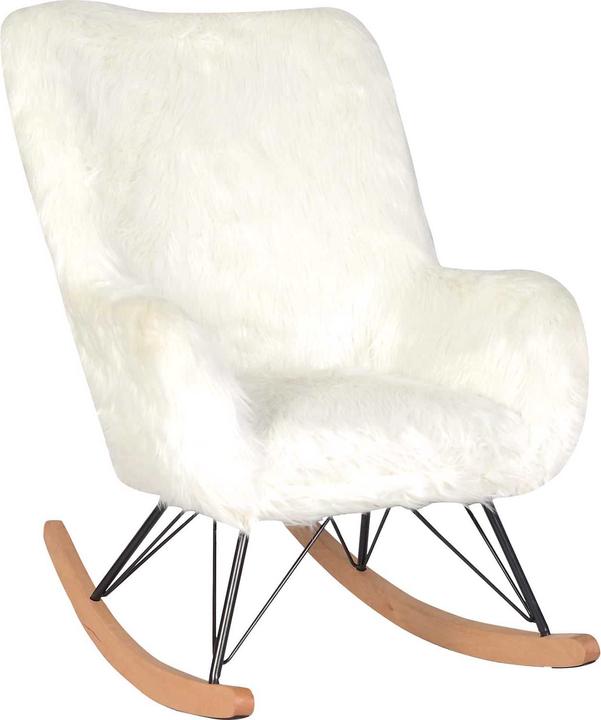 Produktbild Bhp Schaukelstuhl Bezug Fell weiss Holzkufen schwarz