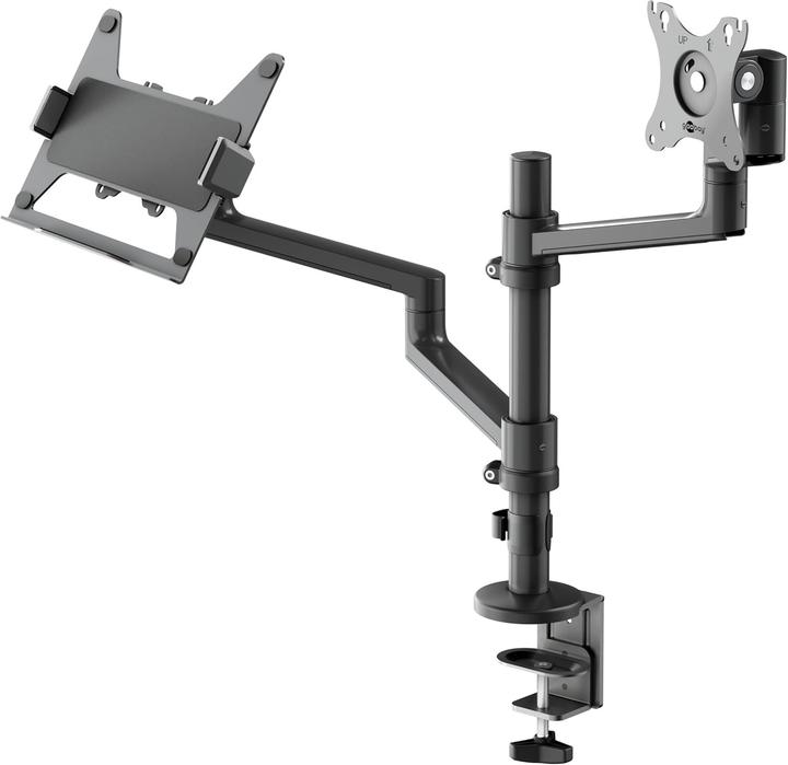 Actual product image Goobay Deluxe monitor mount with laptop arm, black (Ground, 32", 8 kg)