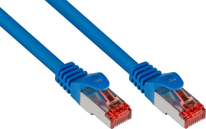 Actual product image Good Connections RNS® patch cable with snap-in lug protection, Cat. 6, S/FTP, PiMF, PVC, 250MHz, blue, 1m (S/FTP, CAT6, 1 m)
