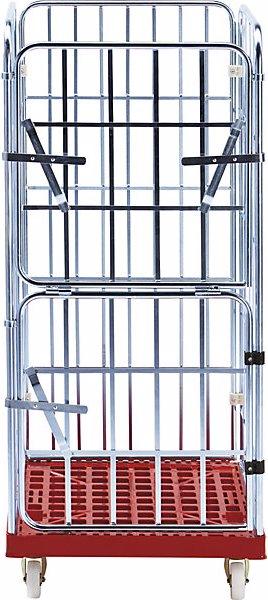 Immagine prodotto ESB Rollcontainer MODULAR, pianale in plastica con ruote, griglia su 3 lati, piano (500 kg)