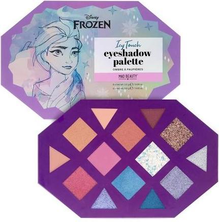 Actual product image Mad Beauty Disney Frozen Elsa Icy Touch Eyeshadow Palette 10th Anniversary 14 Shades with Glitter To