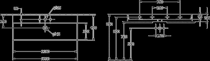 Image du produit Villeroy & Boch V&B lavabo MEMENTO 2.0 1200x470mm m ÜL f 3-L.-Armature Sto wh C+ (470 mm, 1200 mm)