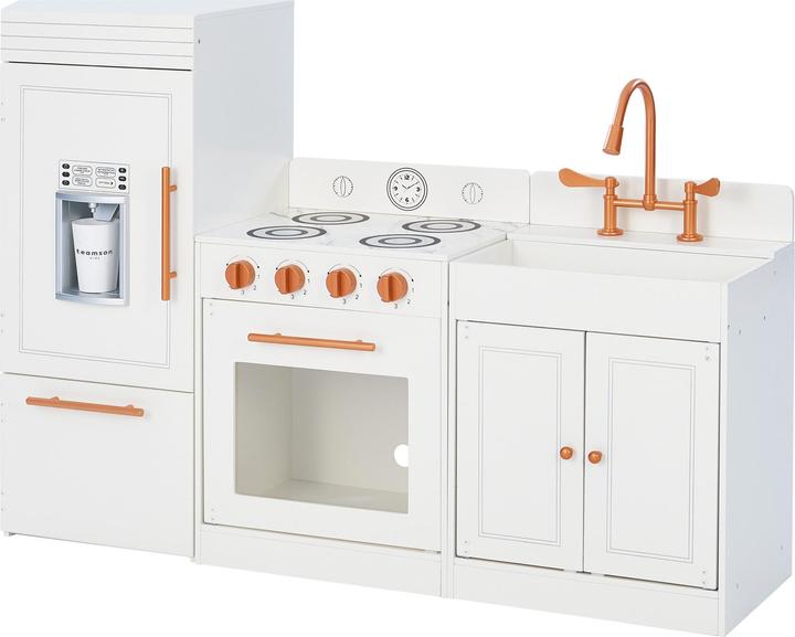 Teamson Kids Paris Deluxe Kinderkche aus Holz Stilvolles Kchenset in Rosgold und Wei