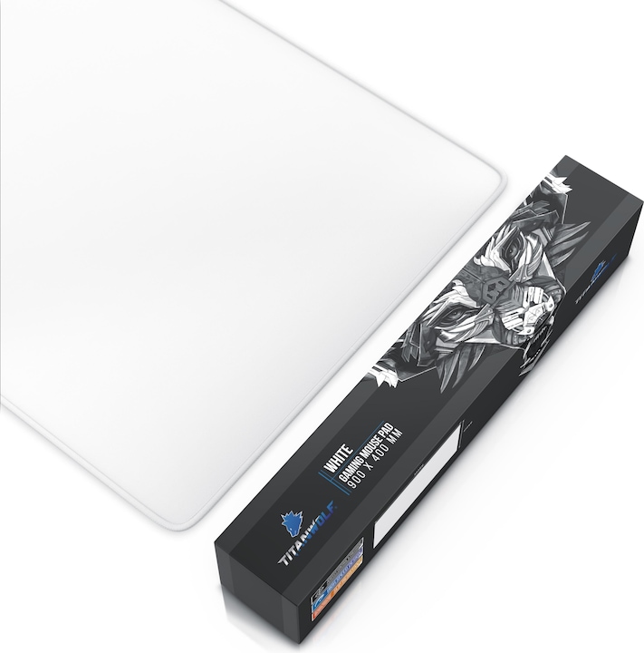 Actual product image Titanwolf Gaming Mouse Pad, XXL Speed Gaming Mouse Mat / Extra large surface of 900 x 400mm, white (XXL)