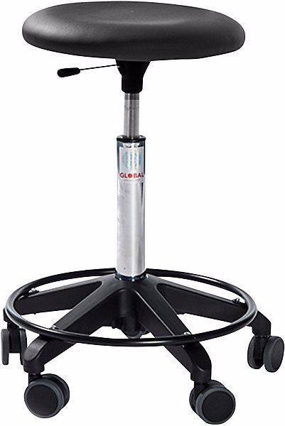 Produktbild Global Stole Arbeitshocker, höhenverstellbar, mit Rollen, schwarz, Höhe 460 - 590 mm