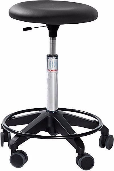 Produktbild Global Stole Arbeitshocker, höhenverstellbar, mit Rollen, schwarz, Höhe 550 - 740 mm