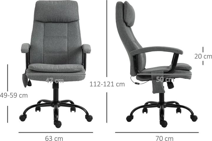 Image du produit Swisshandel24 Chaise de bureau de massage Chauffage lombaire, fonction d'inclinaison, gris clair