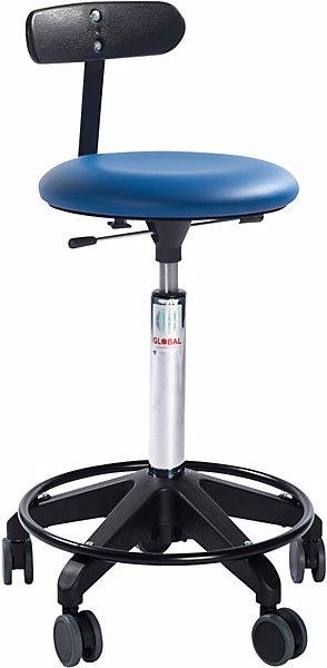 Produktbild Global Stole Arbeitshocker, H-verstellb., mit Rollen und Rückenlehne, blau, H 460 - 590 mm