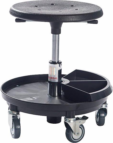 Produktbild Global Stole Montagehocker mit Ablage, Gasfeder-Höhenverstellung 380 bis 510 mm, schwarz (37 - 50 cm)