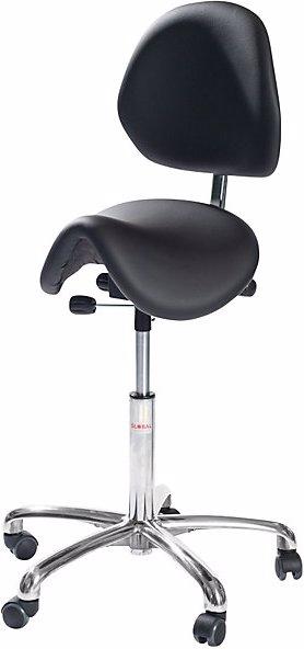 Actual product image Global Stole Work stool with saddle seat, with back rest, black.